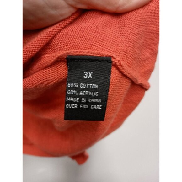 AGB Womens Cardigan Size 3X Orange Dolman Short Sleeve Open Front Lightweight - Picture 5 of 8
